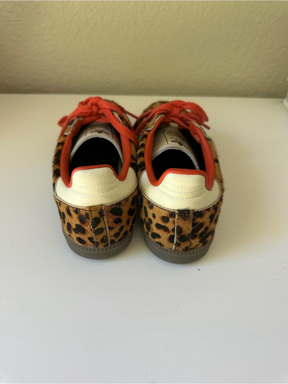 adidas Leopard-Print Samba Sneakers with White Stripes and Red Accents - Picture 5 of 7